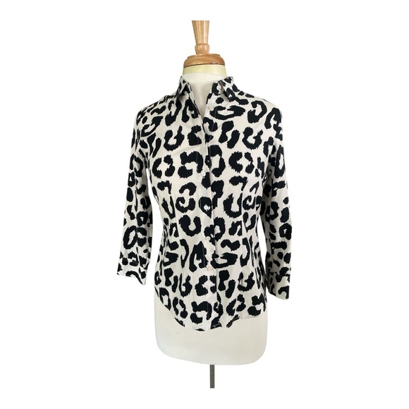 MG Silk Collection 100% Silk Leopard Print Blouse - Picture 1 of 4